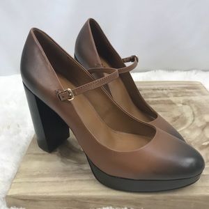 COACH GOLDIE MARY JANE PLATFORM PUMPS BURNED BROWN